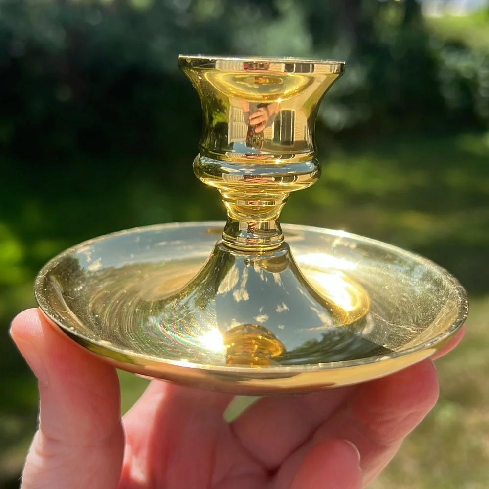 Vintage Colonial Williamsburg Made in USA Gold Brass Taper Candlestick Holder